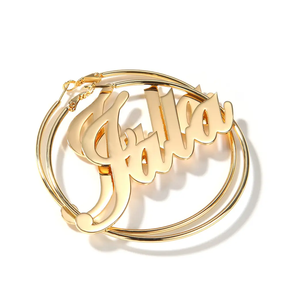 Pendientes de aro dorado con nombre personalizado para mujer, joyería elegante de acero inoxidable 2022