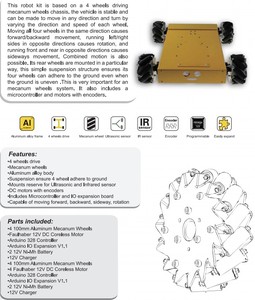 4WD Mecanum Rad Mobiles Roboter Kit Arduino Robotik Auto 10011 - Product Image 4