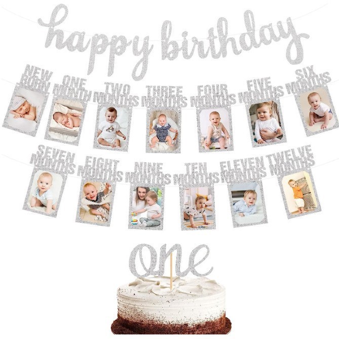 Silver happy birthday set - one size fits all