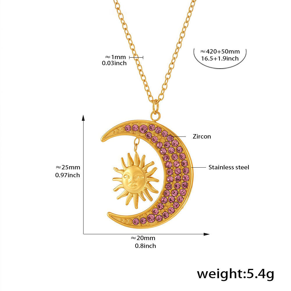 Gold powder zircon necklace 42+5cm