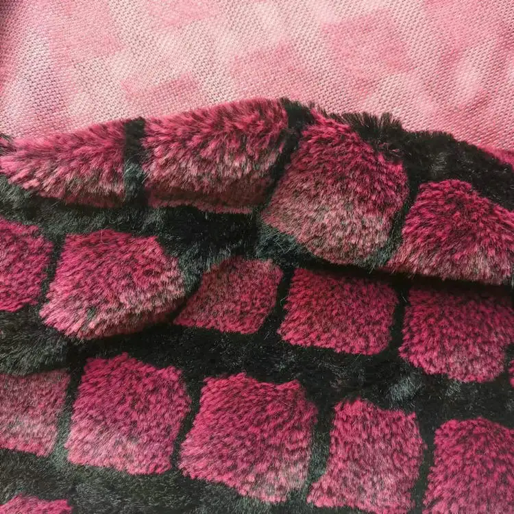 Dobby sợi nhuộm Faux lông sang trọng vải đan sợi ngang may mặc Vải polyester sợi nhuộm Jacquard gạch PV Faux lông sang trọng lông cừu vải