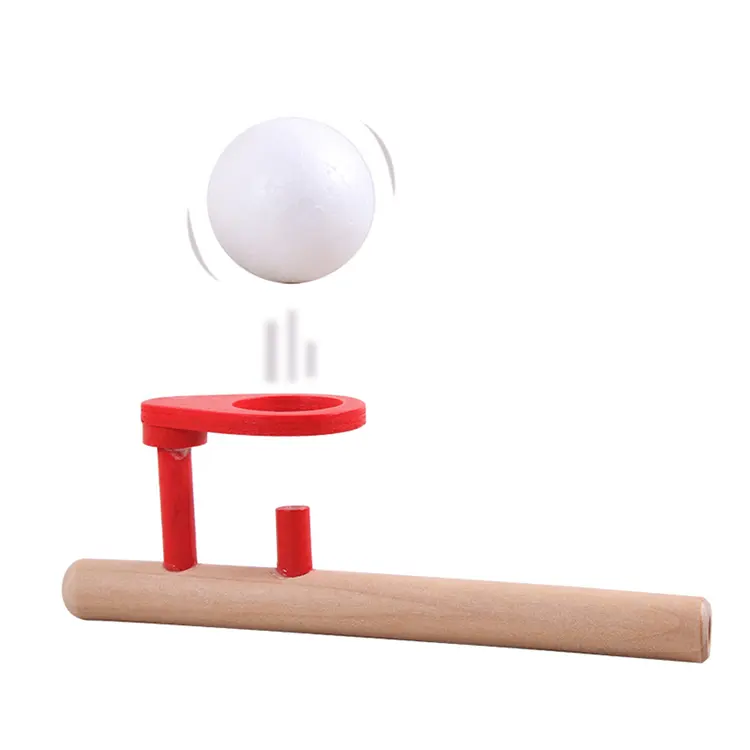 卸売木製フローティングボールゲーム吹くボールおもちゃ古典的な早期教育教育木製ブローパイプおもちゃ中国パイプブローボール