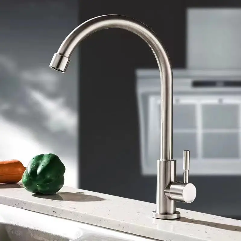 Grifo de cocina de plata, accesorios de agua potable