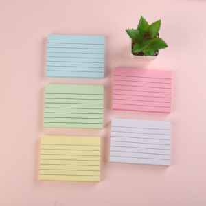 3*4 pulgadas, papelería al por mayor, Bloc de notas de color Pastel personalizado, Bloc de notas de rayas coloridas para escuela, notas adhesivas de oficina
