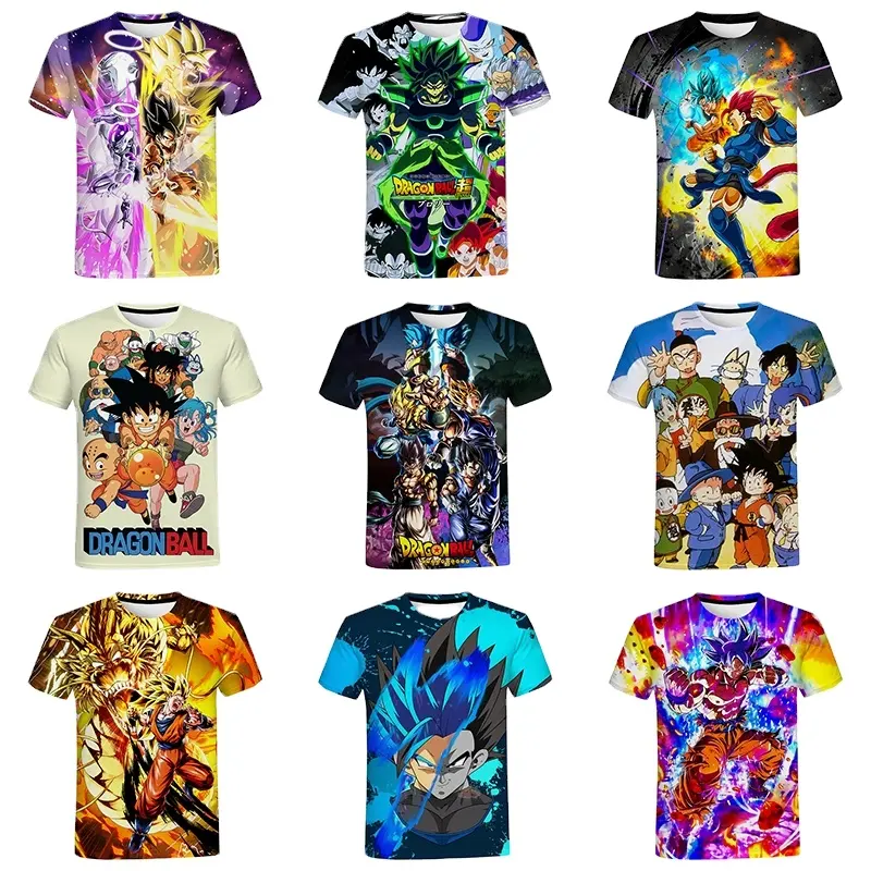 Camiseta con estampado 3D de Dragon Goku para hombre, camisa con estampado Digital de Anime japonés