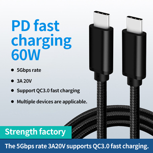 Pronto per la spedizione di Nylon intrecciato USB3.0 tipo C a tipo C 5Gbps cavo dati per 3A ricarica rapida uso del Computer Scanner - Product Image 3