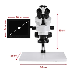 变焦7-45x 8英寸液晶高清显微镜摄像机4k三眼数字VGA CVBS + 发光二极管环形灯 + 1/3适配器usb显微镜 - Product Image 3