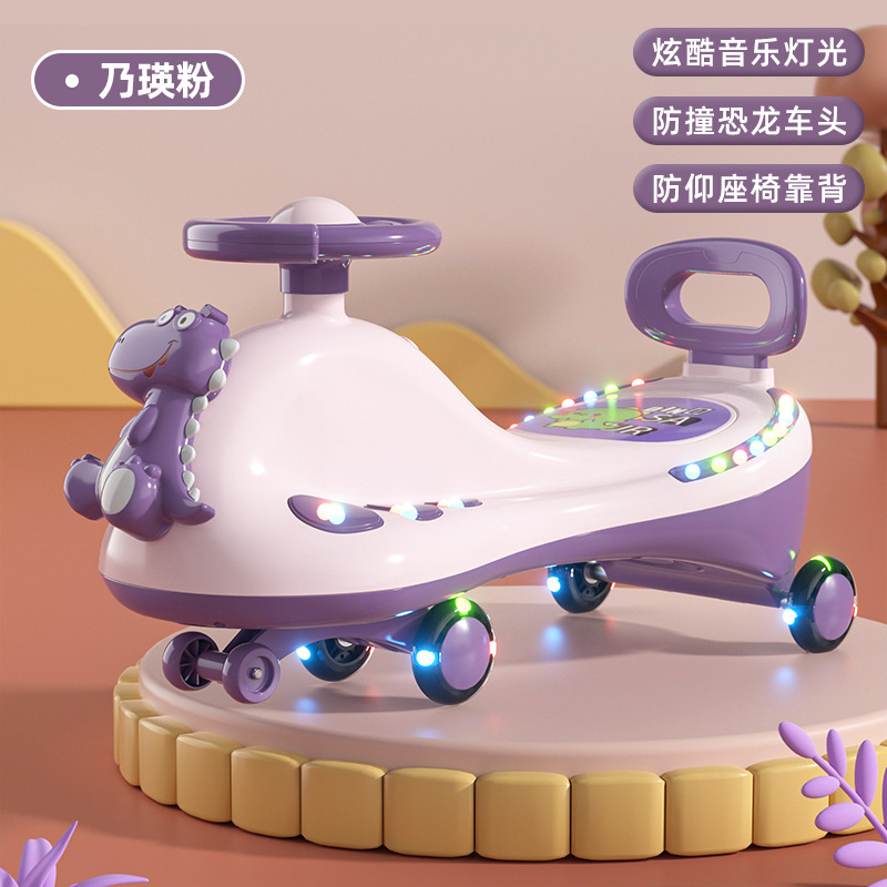 Pink silent flashing wheels with music and lights