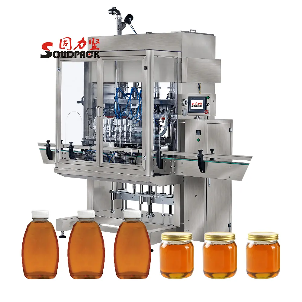 Solidpack Automatische 8 Hoofd Zuiger Crème Vullen En Sluitmachine Lijn 5-50 Ml Voor Honing