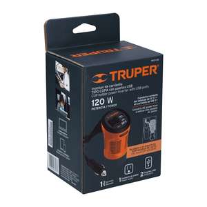 Truper INCO-120 120瓦功率汽车逆变器DC至交流转换器，带2个USB端口输入5V/12v修改正弦波输出 - Product Image 1