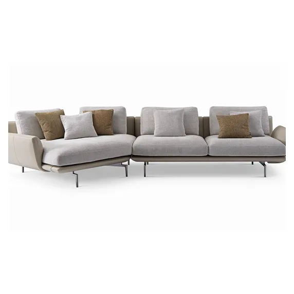 Fabrik Hot Sales Modernes Design L-Form Sofa Apartment Weiß & Braun Moderne Massivholz schaum Form