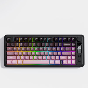 Teclado para juegos de tres modos de 81 teclas: 2,4G/BT/controles de volumen/iluminación dedicados con cable con funcionamiento de membrana de pantalla TFT