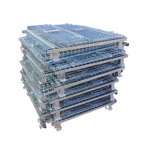 <strong>Stackable</strong> Collapsible <strong>Wire</strong> <strong>Mesh</strong> Warehouse Storage Container <strong>Wire</strong> <strong>Mesh</strong> Cages - Product Image 4