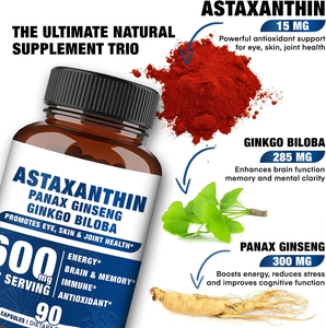 Private Label Factory Supply High Organic Astaxanthin <strong>Capsule</strong> with <strong>Panax</strong> Ginseng Energy Brain Astaxanthin Supplement - Product Image 5