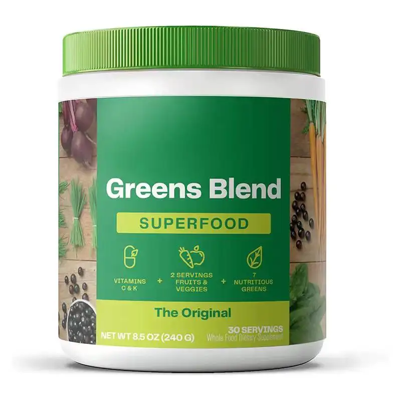 Суперпищевая смесь зеленых порошков OEM с спирулиной, хлорелкой, свекольным корнем, ферментами пищеварения и пробиотиками