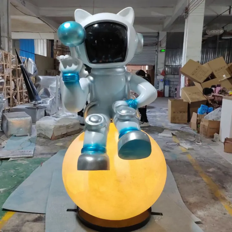 Astronaut Star Statue Licht Dekor Eingangs halle Roboter Katze Skulptur Stehlampen Raumschiff Sit Planet Ball Lichter
