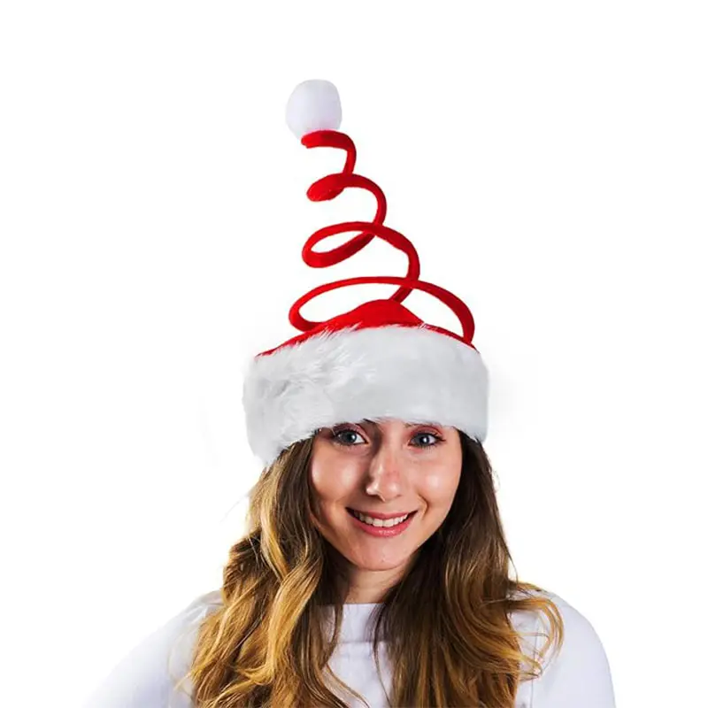 S316 alta calidad novedad vacaciones decoración fieltro elfo diadema felpa roja Santa sombreros esponjoso árbol de Navidad sombrero
