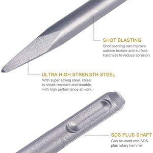 High Quality SDS Plus <strong>Chisel</strong> Tool Holder with V-Shaped Tip Round Shank Spade Flat Point <strong>for</strong> DIY Carving <strong>Masonry</strong> Universally Use - Product Image 6