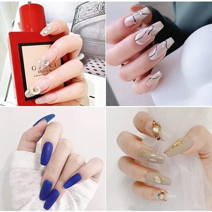120 adet özel etiket jel X nail İpuçları tam kapak tırnak uzatma ucu hiçbir c eğrisi temizle yumuşak jel İpuçları - Product Image 6