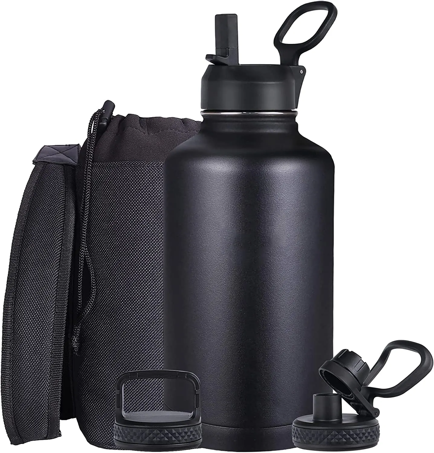 64oz bottiglia di acqua termale Unisex con 3 coperchi di paglia doppio strato per attività di campeggio sport all'aperto in palestra