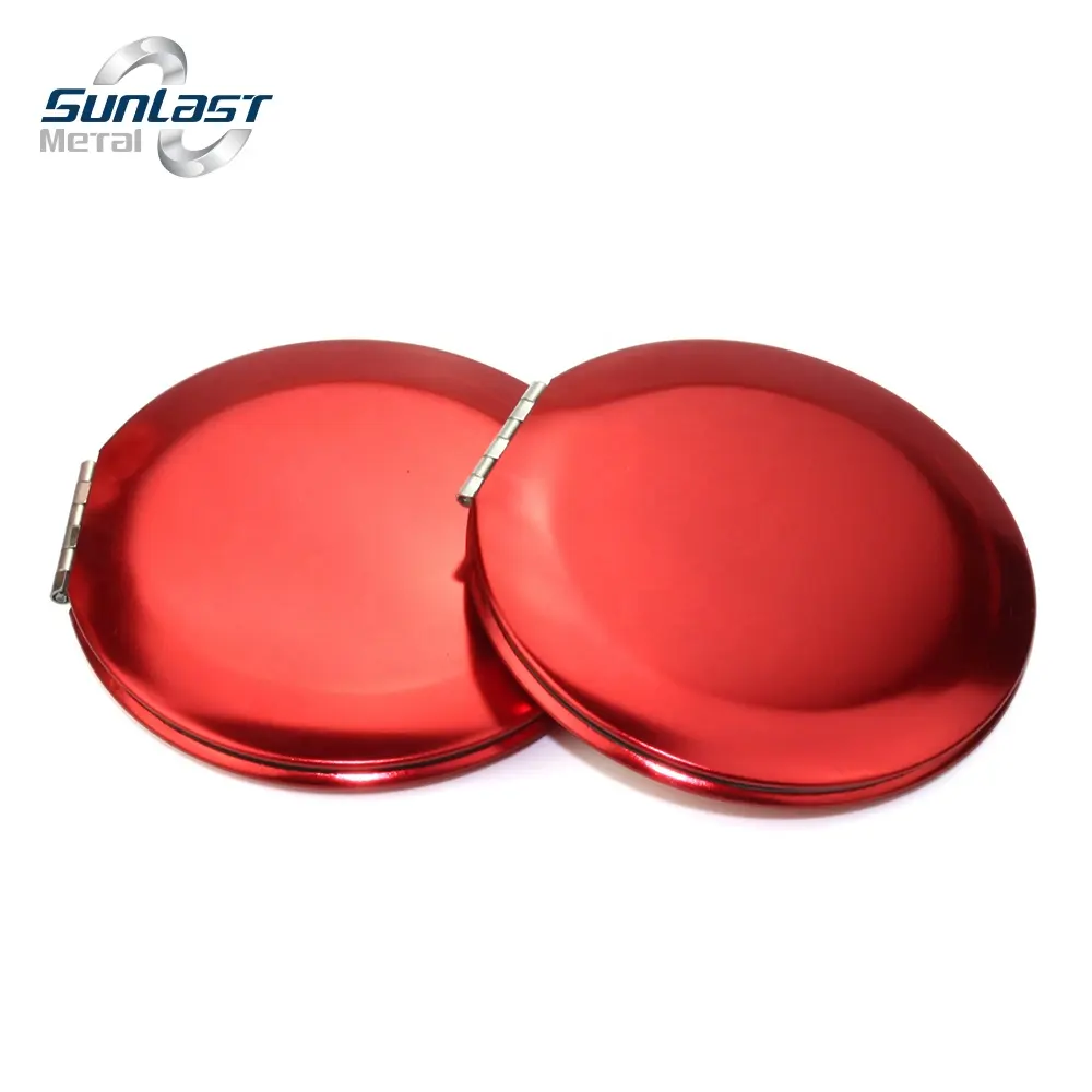 Miroir de maquillage pliable de voyage de poche cosmétique rouge miroir de maquillage portable en métal petit miroir pour le maquillage