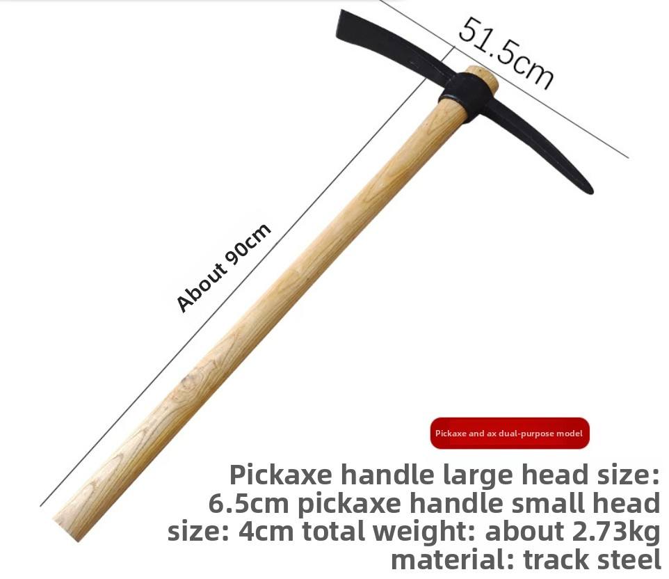 Black Pickaxe (with Solid Wood Handle)