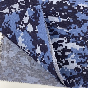 现代风格蓝色涤纶t/c 80/20防撕裂迷彩聚棉马赛克印花工作服面料 - Product Image 5