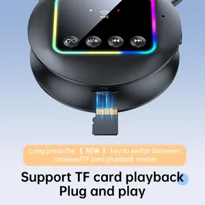 无线音频适配器，带RGB灯5.4 AUX RCA tf卡NFC链接塑料接收器发射器，用于汽车电视和有源扬声器 - Product Image 6