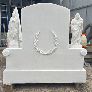 Высококачественный индивидуальный памятник кладбища натуральный белый мрамор ручной работы резьба Европейский Ангел надгробие - Product Image 4