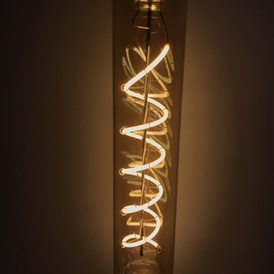 T30 185mm E26 E27 <strong>Led</strong> Curved Bulb Spiral Filament 2200k Amber Gold Glass Decoration <strong>Led</strong> Edison Bulb 4w Spiral <strong>Led</strong> Filament Lamp - Product Image 6