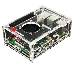 Raspberry Pi 4B proteger Shell Raspberry Pi Placa de desarrollo chasis acrílico transparente placa base disipador de calor funda protectora ventilador