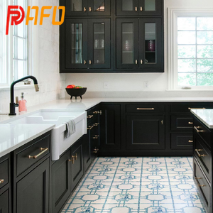 ארון מטבח מפואר מותאם אישית קוורץ ארון בגדים עם אביזרים פרימיום בסגנון צרפתי בסגנון מט שחור - Product Image 4