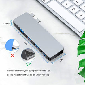 Çift USB C yerleştirme istasyonu 4 port USB3.0 Thunderbolt 3 tip C MacBook için Hub Pro hava - Product Image 4