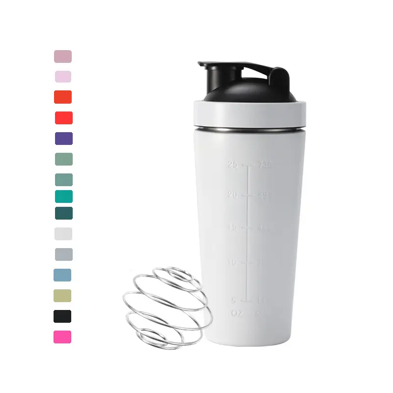 Botella de agua deportiva de metal con logotipo personalizado de 500ml y 750ml, mezclador de gimnasio, agitador de sublimación de acero inoxidable 18/8 deportivo de pared simple, botella de agua