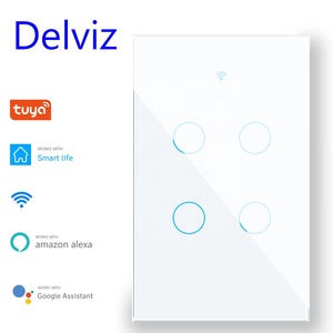 Delviz 120*72mm beyaz kristal cam panel, Google Alexa ev WiFi Tuya APP akıllı kontrol, duvar işık dokunmatik WIFI güç anahtarı - Product Image 5
