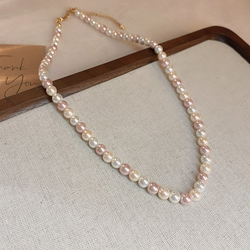 33pink series-6mm two-tone pearl necklace