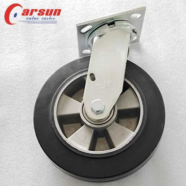 200mm Heavy Duty Castors 8 Inch Aluminum Core Rubber Caster Wheels