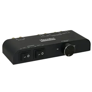 4-Way USB <strong>2</strong>.0 Stereo Speaker <strong>Switch</strong> with Volume Control Non-Slip Metal Box <strong>1</strong>-In <strong>2</strong>-Out Pair Speaker Selector in Stock - Product Image 1