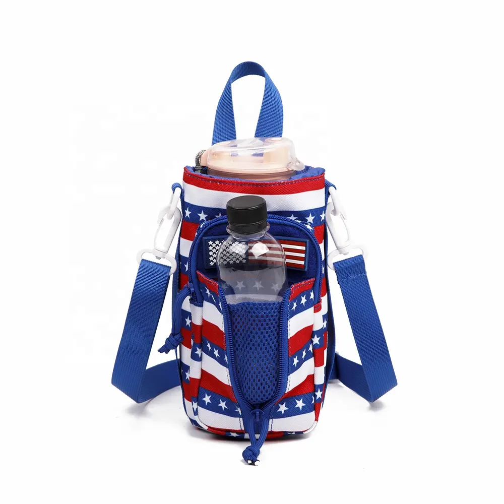 Yürüyüş seyahat kamp ayarlanabilir omuz el kayışı telefon tutucu 32/40oz su şişesi kılıfı cep çantası sırt çantası için