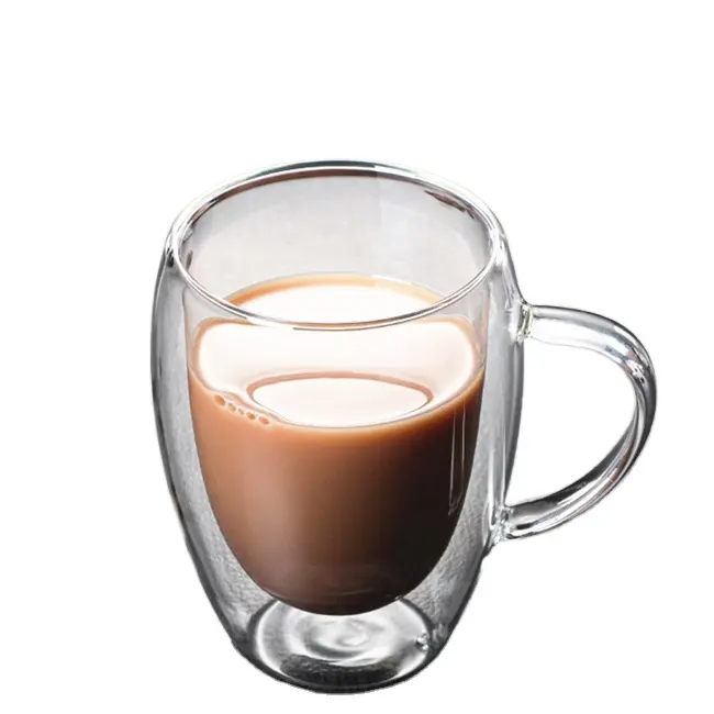 Tasse à café de lait ou de café, gobelet de voyage, eau, cristal transparent, tasse à thé avec poignée