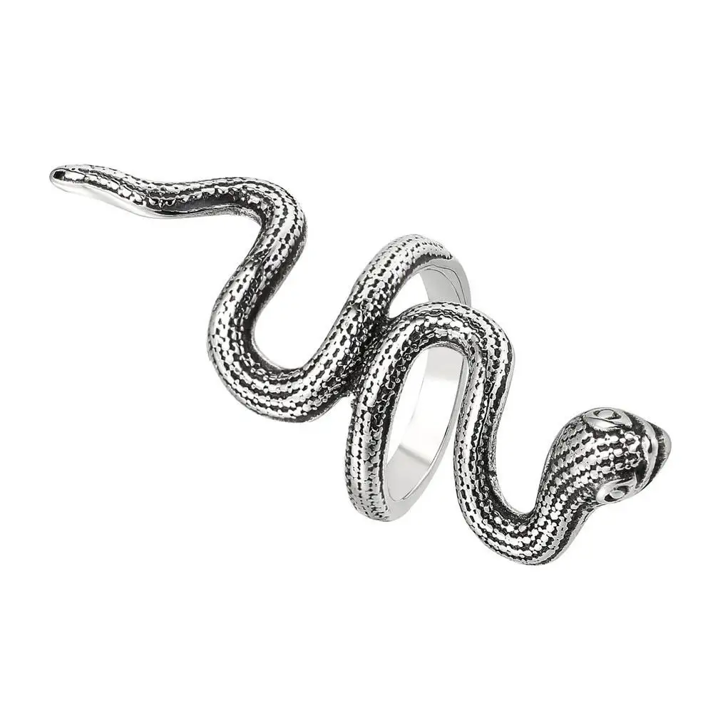 Anello serpente Vintage gotico di vendita calda anello regolabile aperto a forma di serpente di colore nero di moda