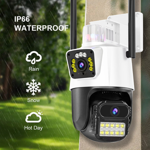 Enlace de lente dual IP66 PTZ IP Cámara exterior inalámbrica Seguridad para el hogar Detección de voz móvil Alarmas Cámaras con modo de privacidad - Product Image 1