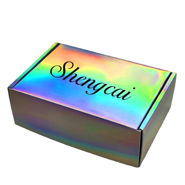 customized Luxury Rainbow Lipstick Holographic Corrugated small shipping box for clothes beauty cosmetic gift packaging