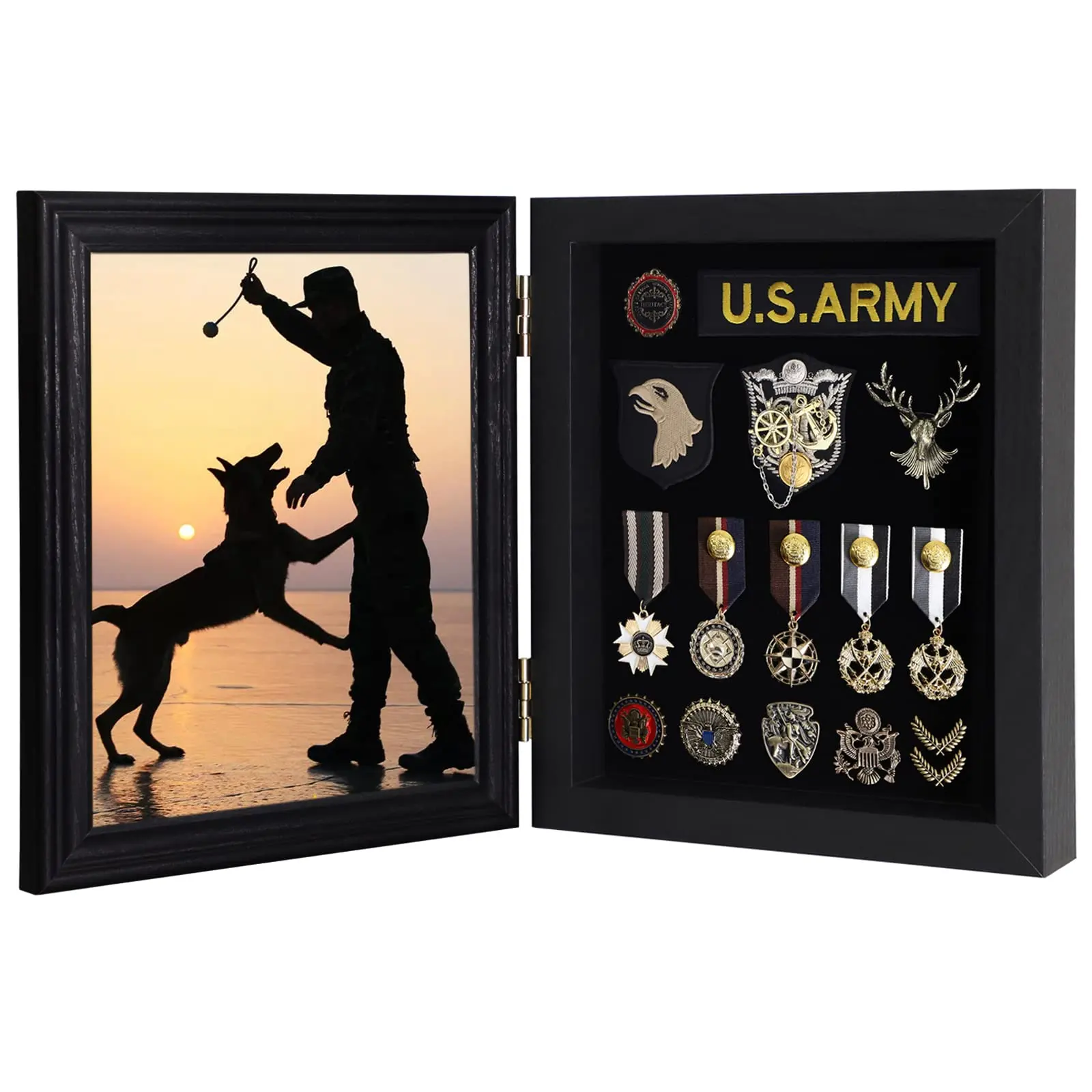 Pin Display Case Picture Frame com 98% Uv Proteção porta acrílica para medalhas militares