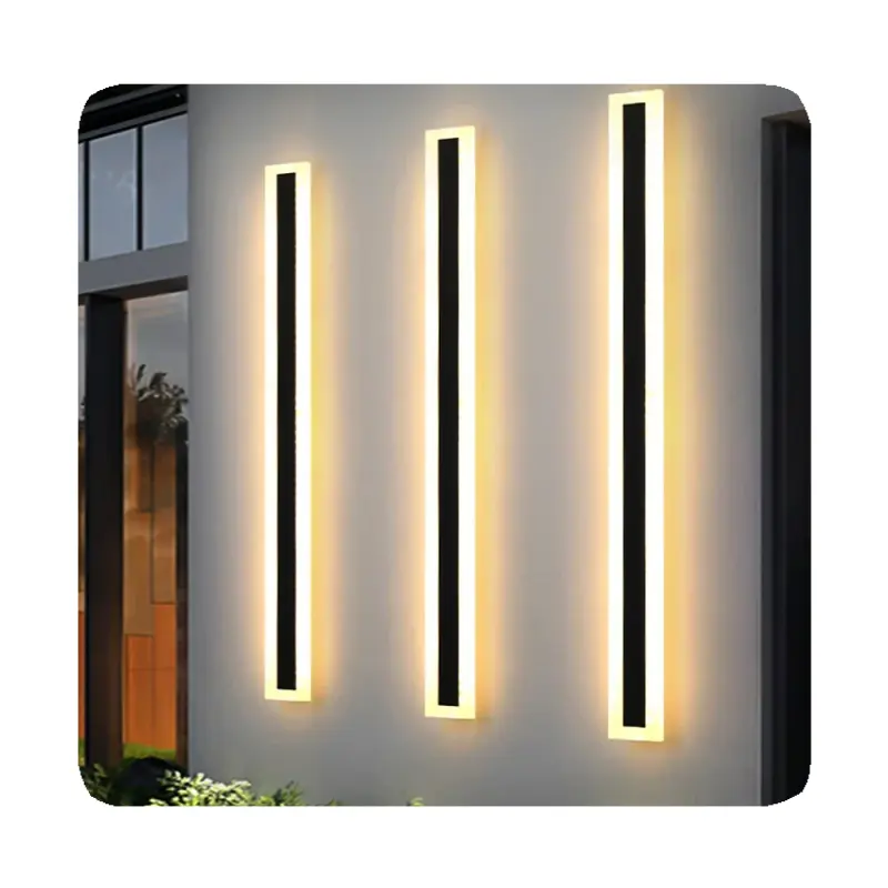 Nuova lampada impermeabile da esterno a Led a strisce lunghe da parete moderna in alluminio bagno giardino portico linea Led luce da parete 2024