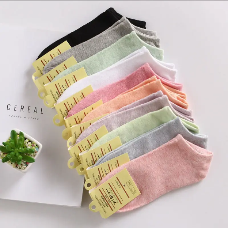 Colored cotton women's socks candy color women's socks solid color ship socks