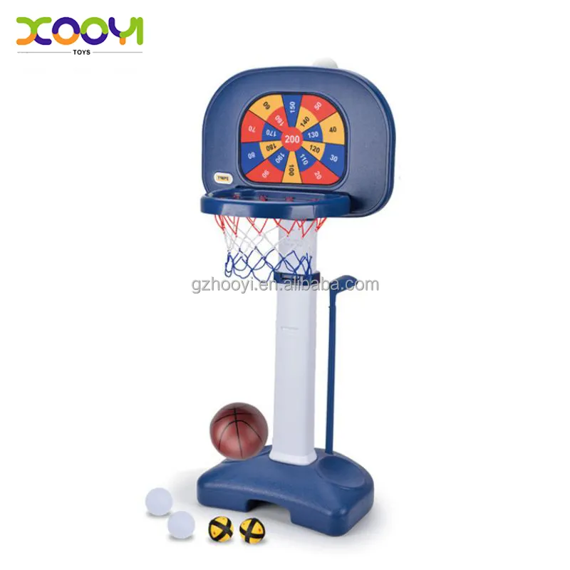4 in 1 Shooting Hoops Junior Basketball Set Children Sport Toy Sticky Ball Dart Board Game Adjusting Height for Kids