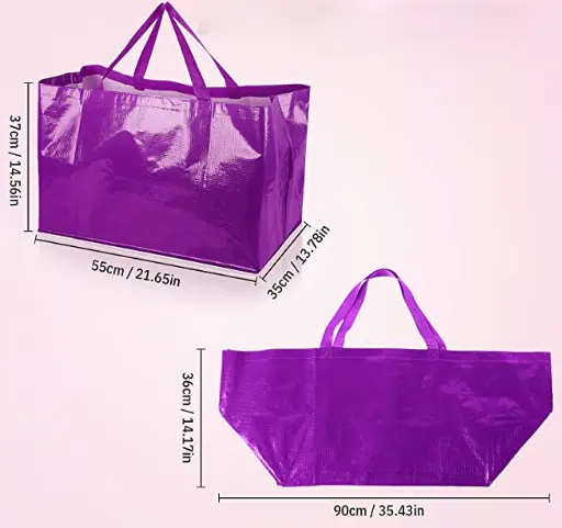 다채로운 짠 플라스틱 방수 재사용 비 짠 가방 적층 쇼핑 가방 손잡이와 초대형 쇼핑 식료품 가방