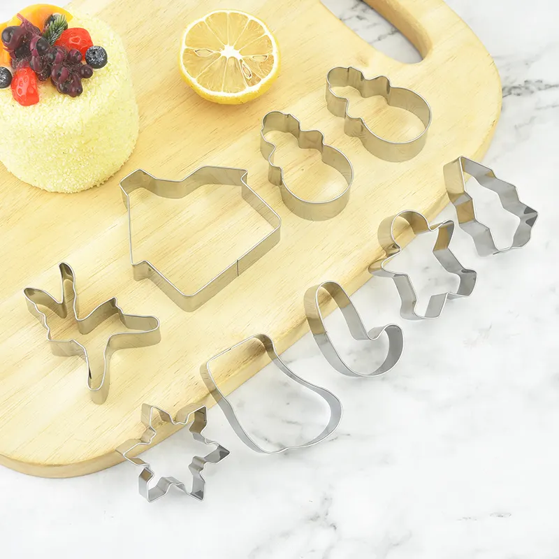 DIY Dessert pâtisserie décoration outils de cuisson thème de noël moules à biscuits ensemble ustensiles de cuisson de noël en acier inoxydable moule à biscuits personnalisé