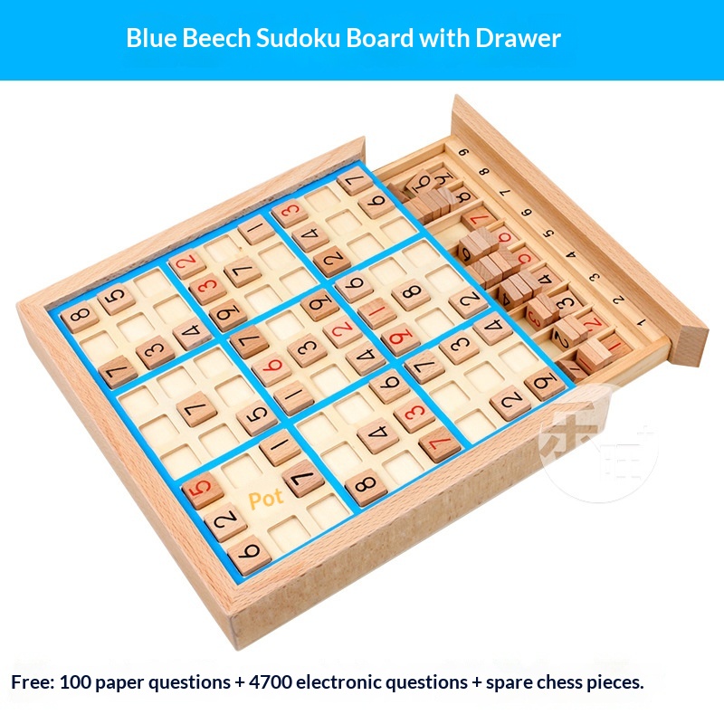 Sudoku neuf en bois bleu